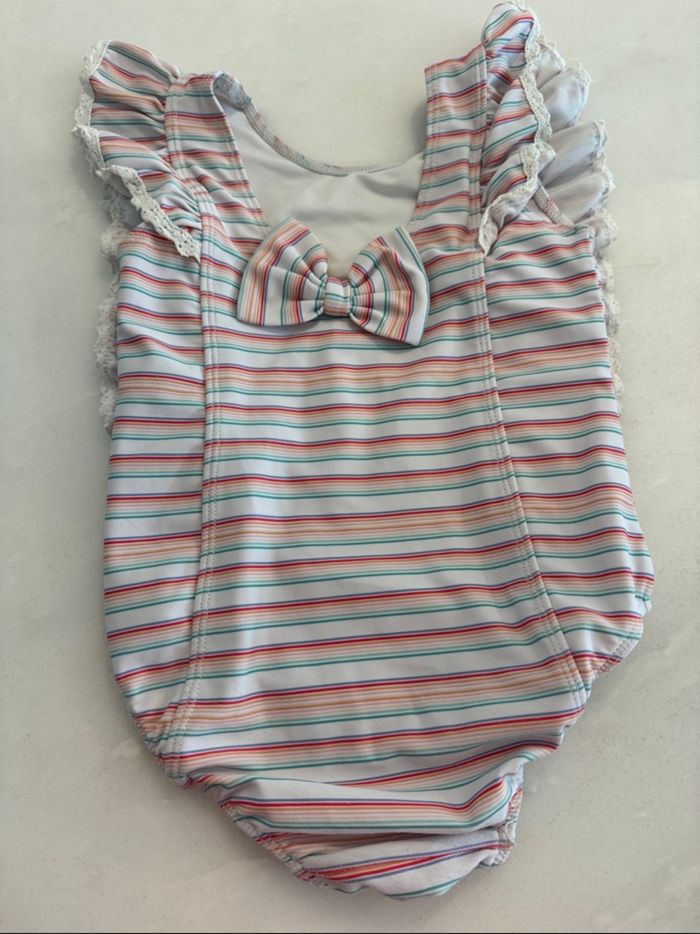 Kids Striped Ruffle One-Piece Swimsuit - Multi - Picture 2 of 2